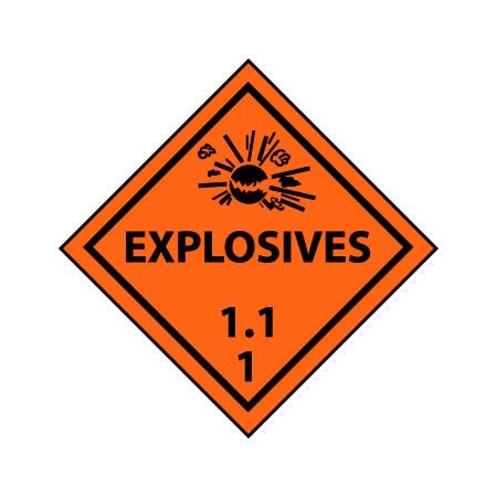 National Marker Co DOT Placard - Explosives 1.11 DL130R